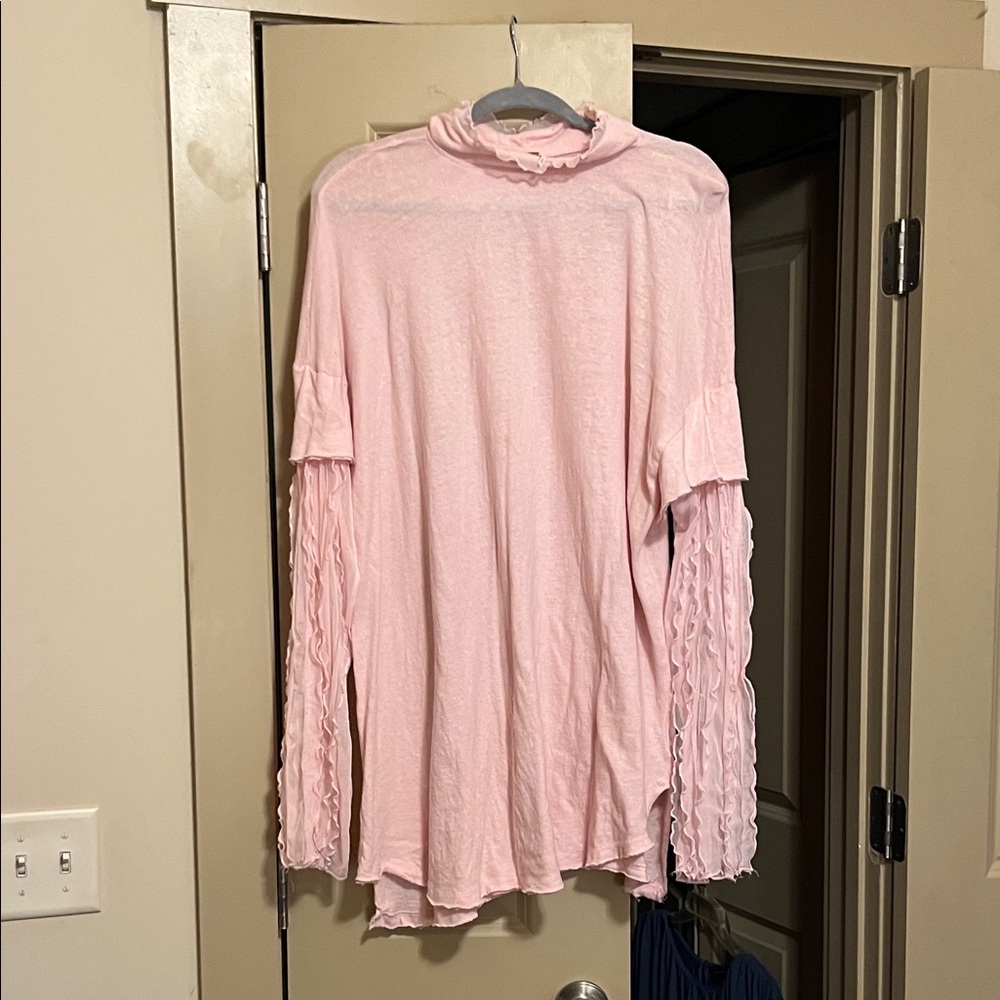 Free People Light Pink Long Sleeve Top